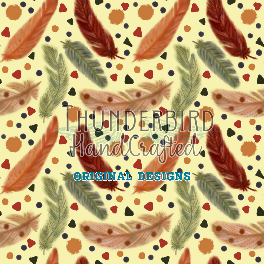 Western Feathers on Agave Lime - Thunderbird Fabrics Original