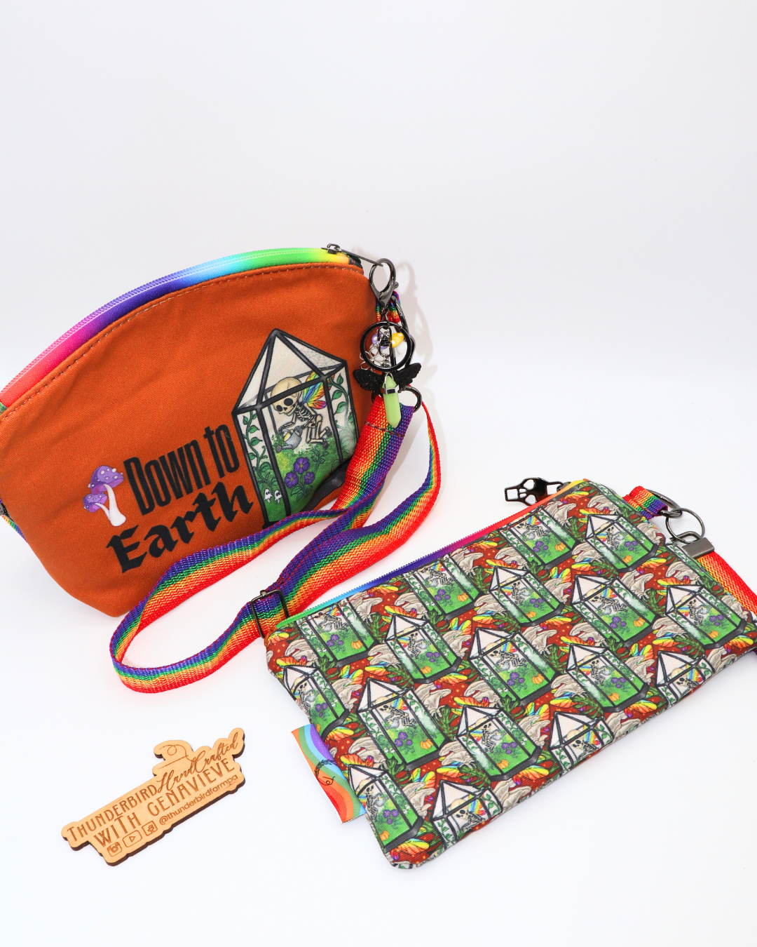 Down to Earth Set - Marie A Crossbody w/ Cynthia Pouch Wristlet (w/ Charm Keychain)