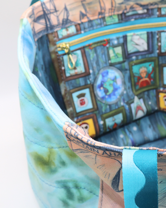 Framed Sea Fieldstone Tote Bag Kit - Pattern by Noodlehead Patterns