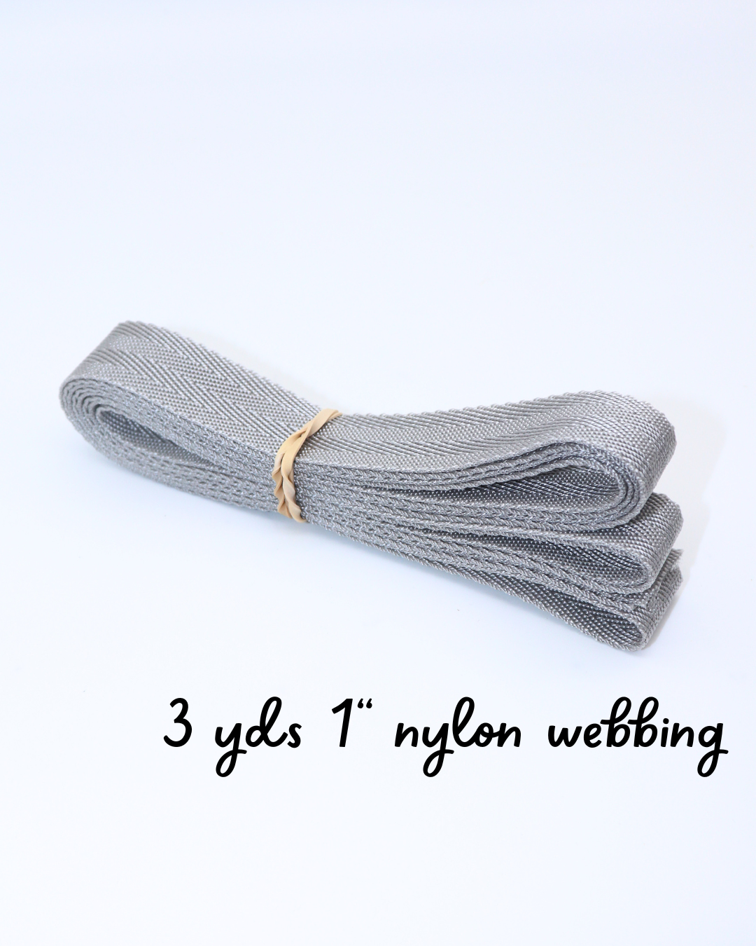 Silver Grey 1" Nylon Webbing - 3yd Cut