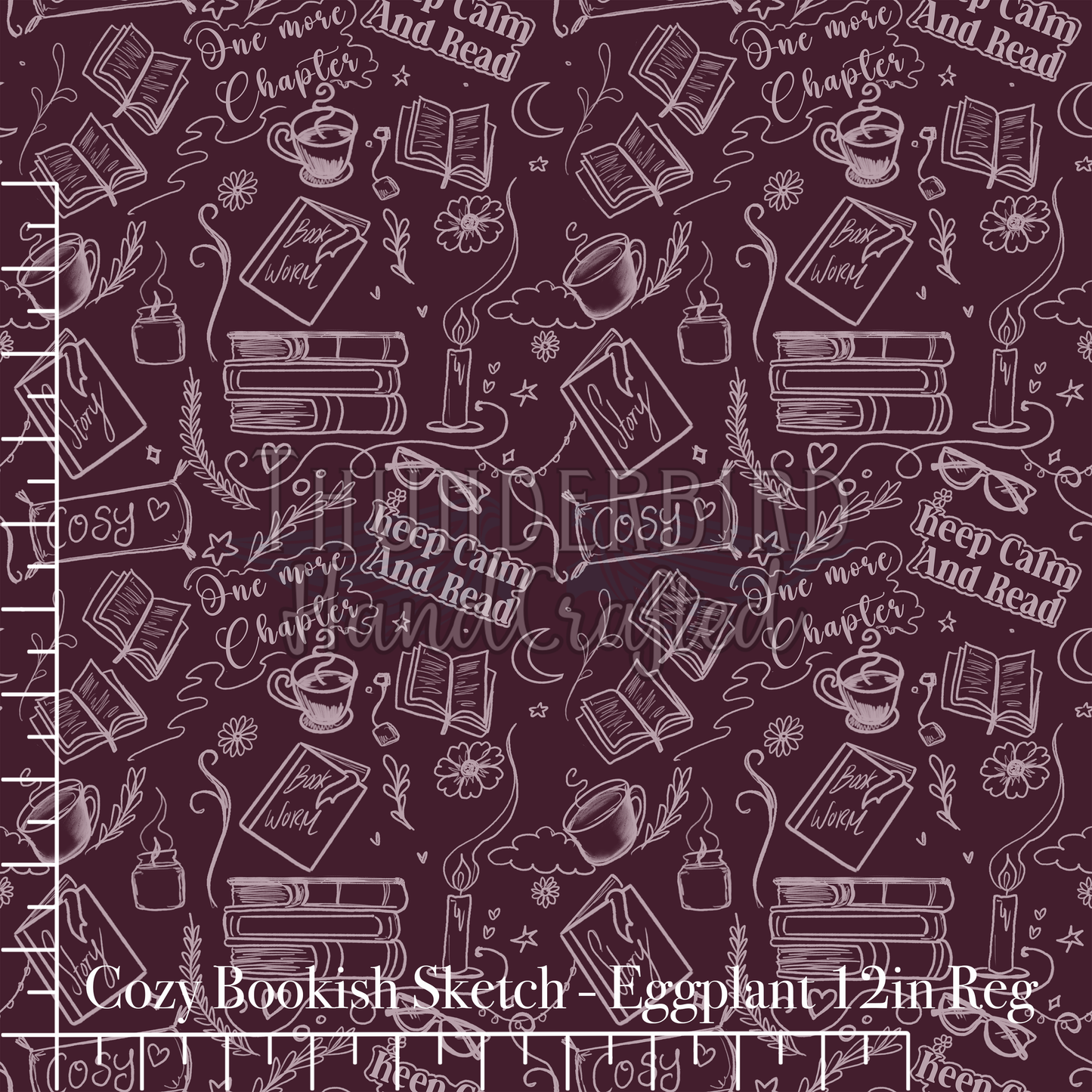 (Apparel Sew March) Cozy Bookish Sketch Eggplant Reg 12in.- PREORDER
