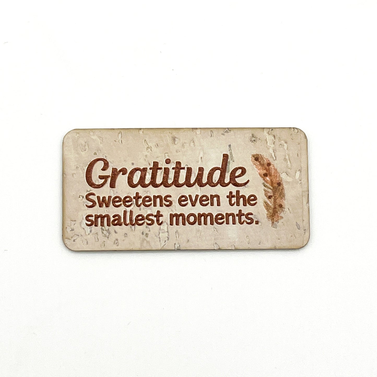 "Gratitude" Feather Cork Tag - Set of 3