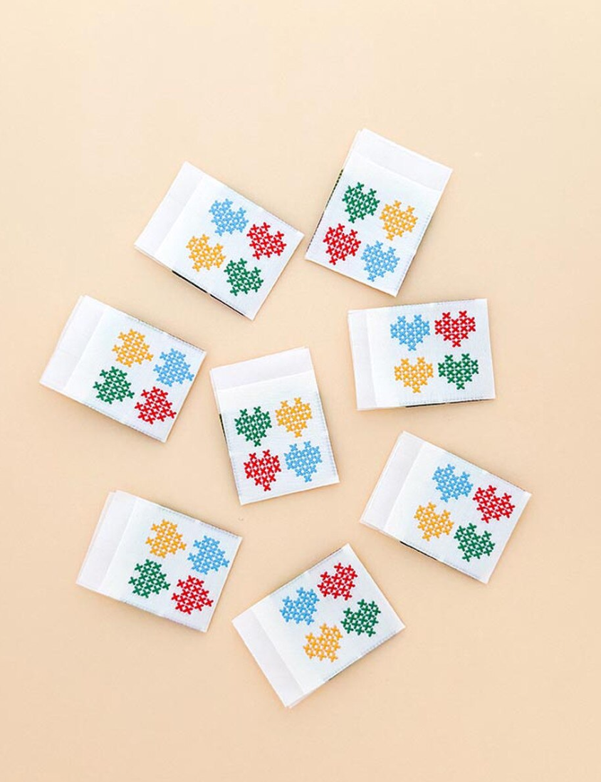Minki Kim Cross-stitched Heart Folded Woven Label