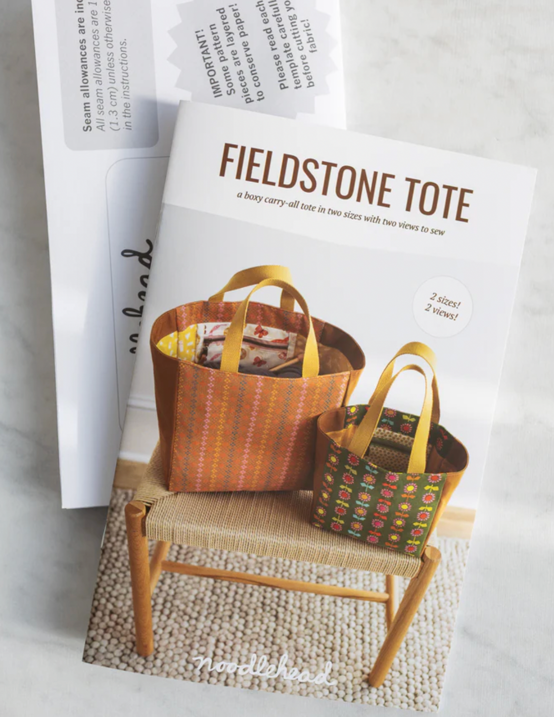 Framed Sea Fieldstone Tote Bag Kit - Pattern by Noodlehead Patterns