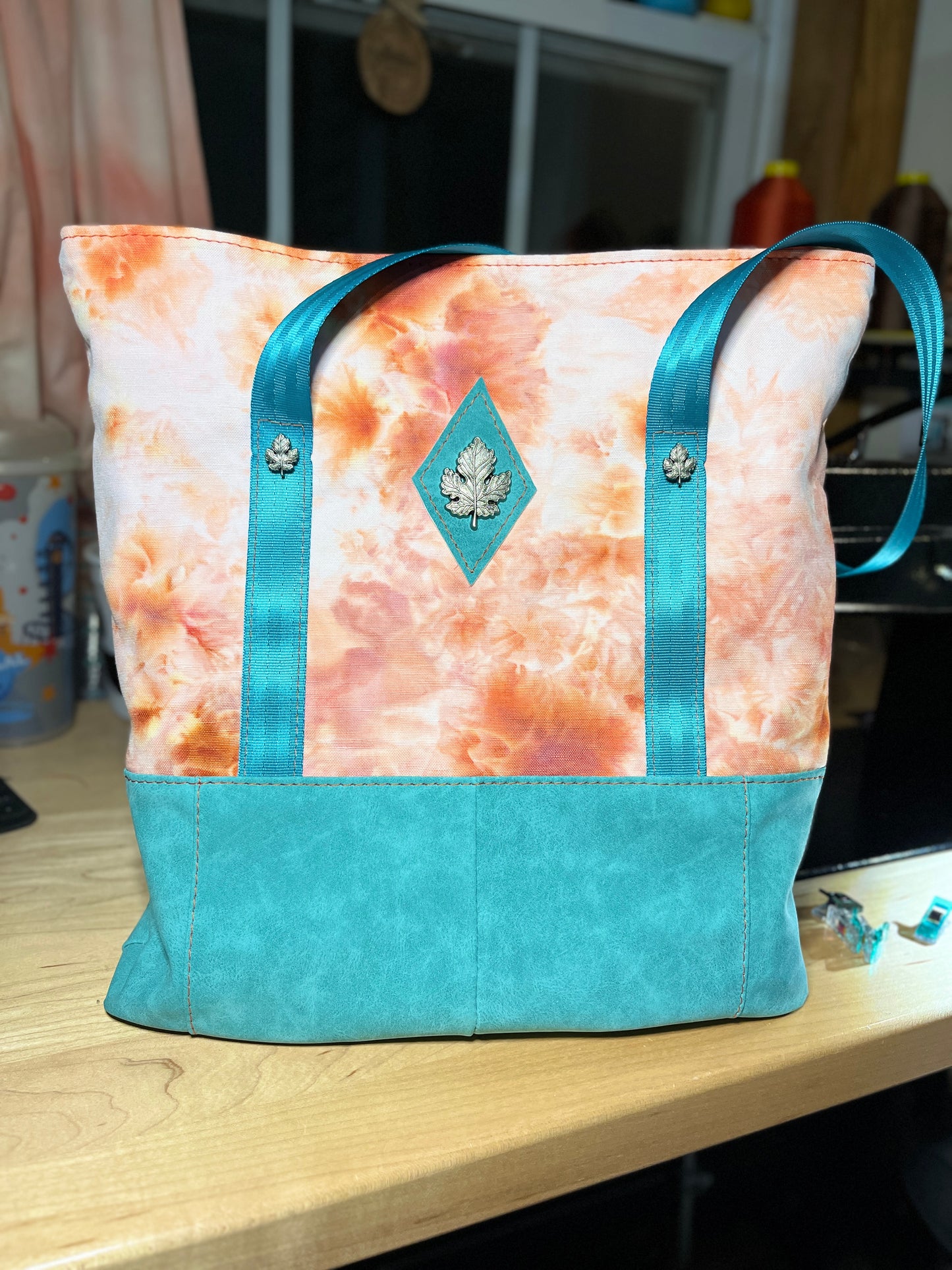 Coral & Teal - Tuesday Tote w/ Interior Zippers