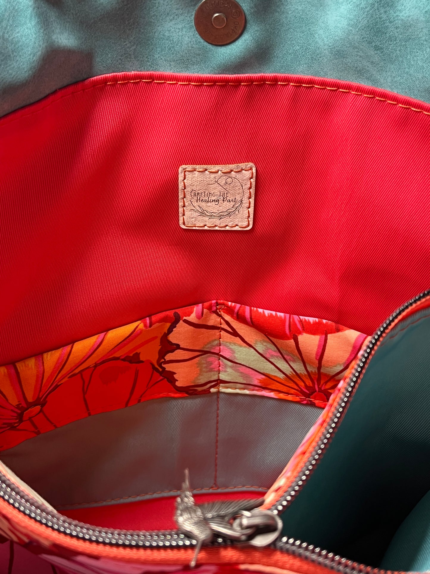 Coral & Teal - Tuesday Tote w/ Interior Zippers