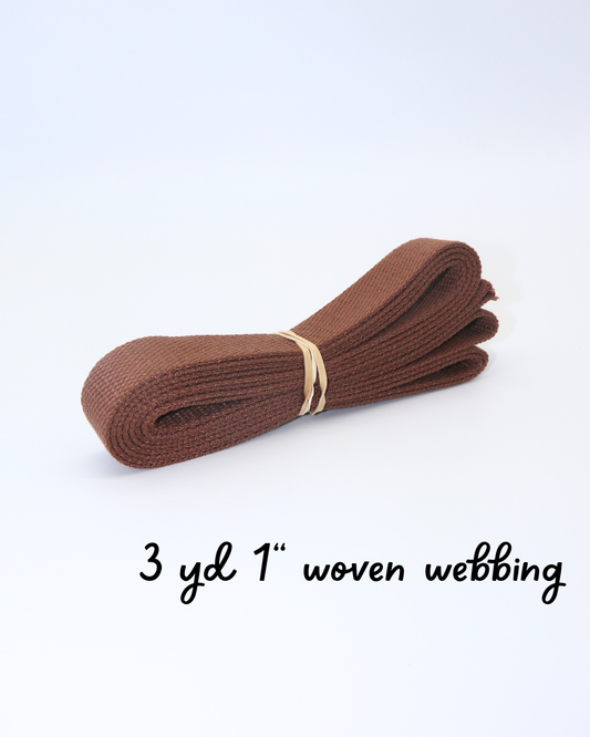 Chocolate Brown 1" Woven Webbing - 3yd Cut