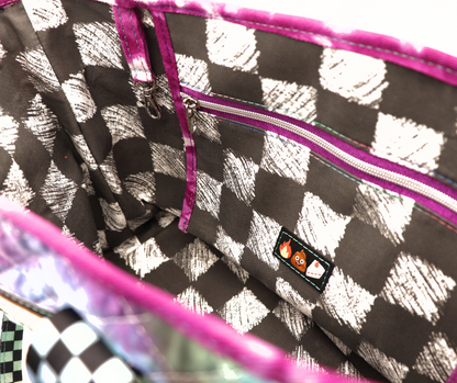 Rainbow Quilted Willow Tote - Denim Waxed Canvas Bottom
