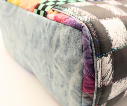 Rainbow Quilted Willow Tote - Denim Waxed Canvas Bottom