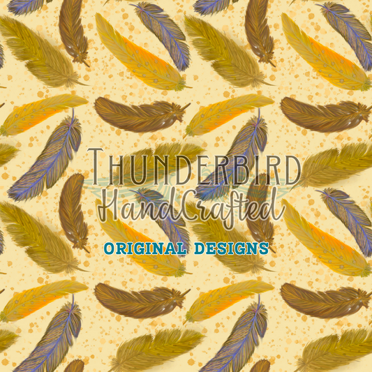 Golden Feathers on Sunshine - Thunderbird Fabrics LIMITED Original