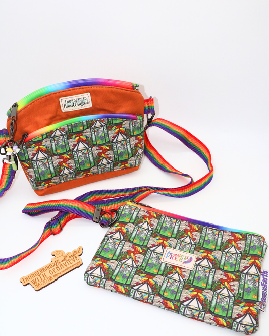 Down to Earth Set - Marie A Crossbody w/ Cynthia Pouch Wristlet (w/ Charm Keychain)