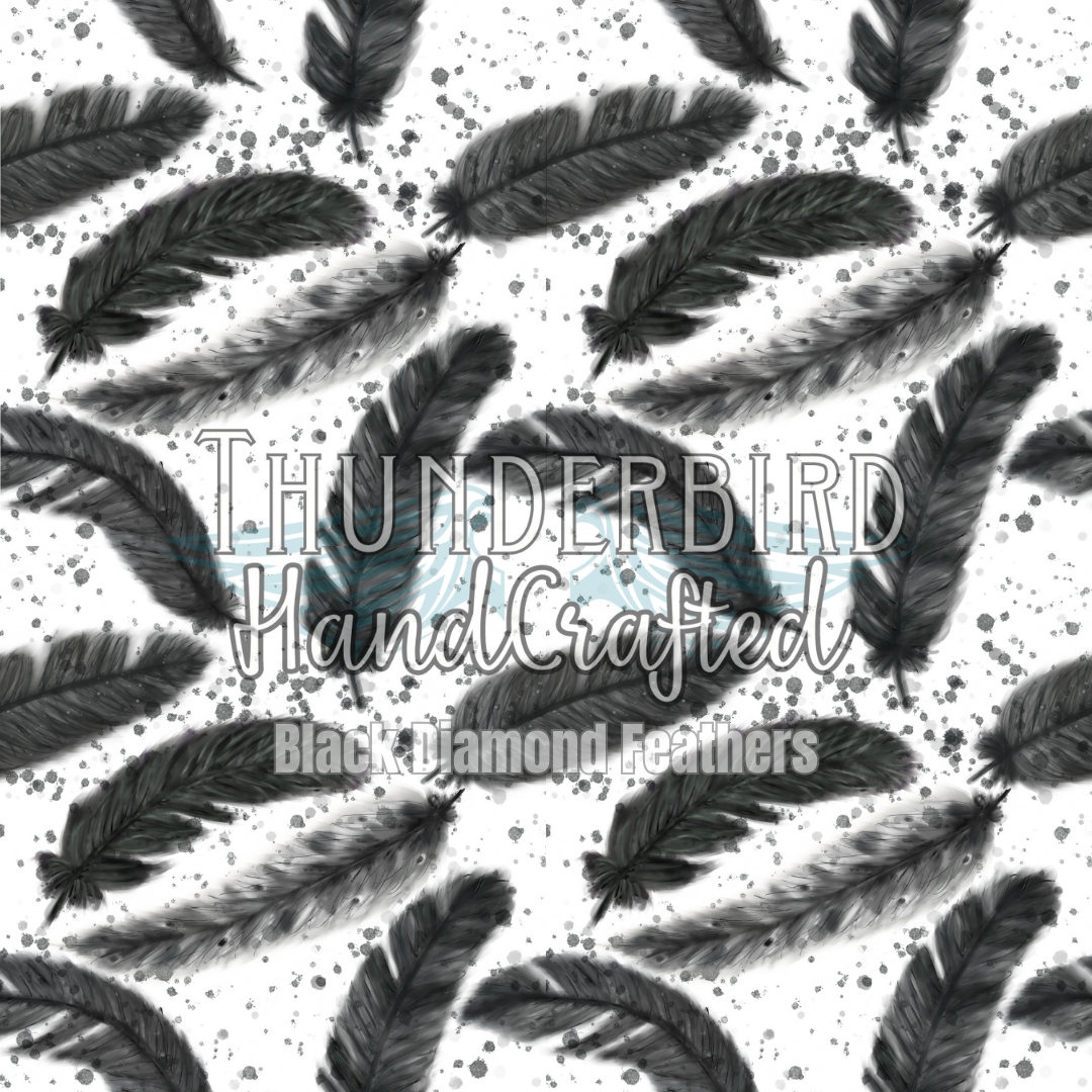 Black Diamond Feathers w/ H&H Co Matching Tag Set  - Thunderbird Fabrics Original