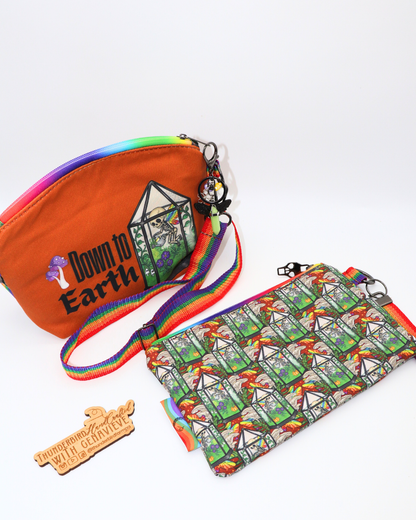 Down to Earth Set - Marie A Crossbody w/ Cynthia Pouch Wristlet (w/ Charm Keychain)