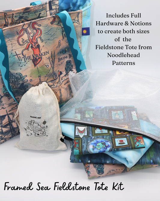 Framed Sea Fieldstone Tote Bag Kit - Pattern by Noodlehead Patterns