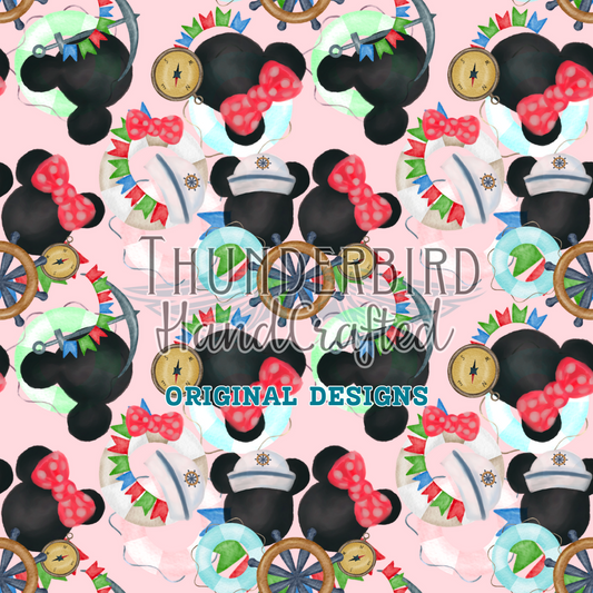Ahoy Mice on Blush Pink - Thunderbird Fabrics Original