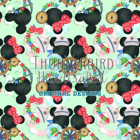Ahoy Mice on Mint Green - Thunderbird Fabrics Original