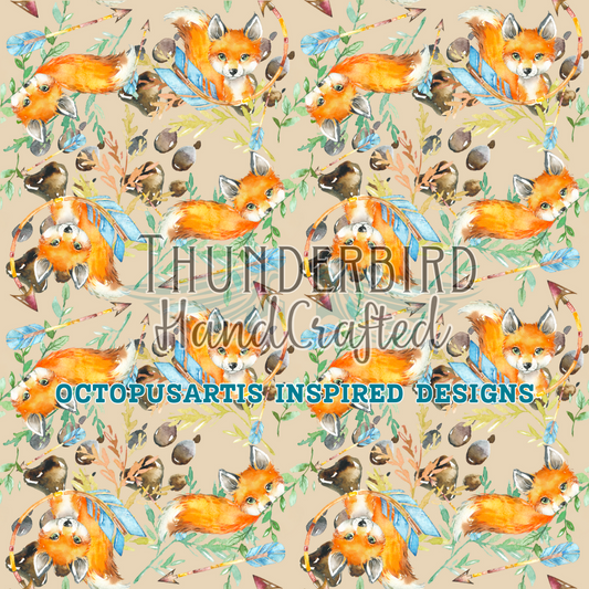 Woodland Fox Cub on Sand - Original Thunderbird Fabrics