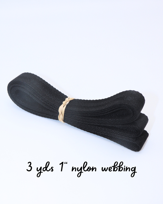 Black 1" Nylon Webbing - 3yd Cut