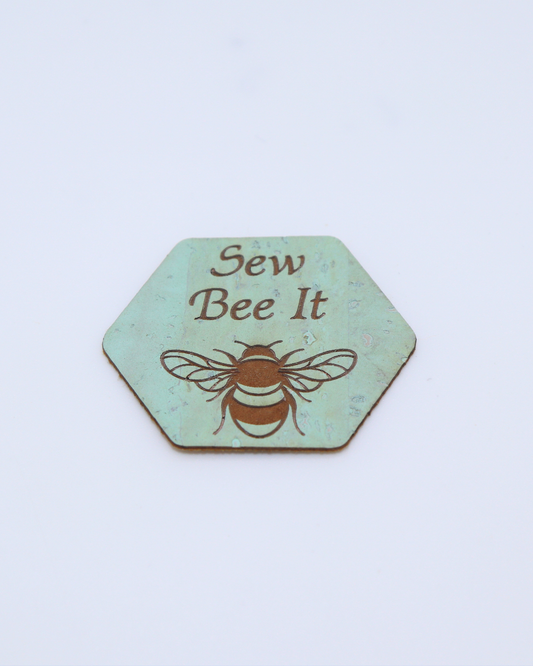 "Sew Bee It" Mint Hexi Cork Tag (Individual)