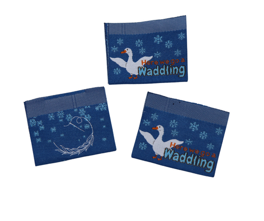 "Here We Go a Waddling" Woven Label (5 Pack)