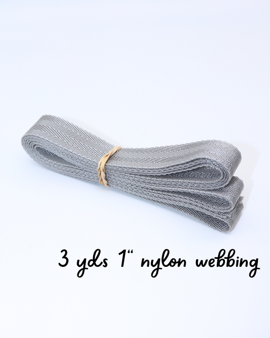 Silver Grey 1" Nylon Webbing - 3yd Cut