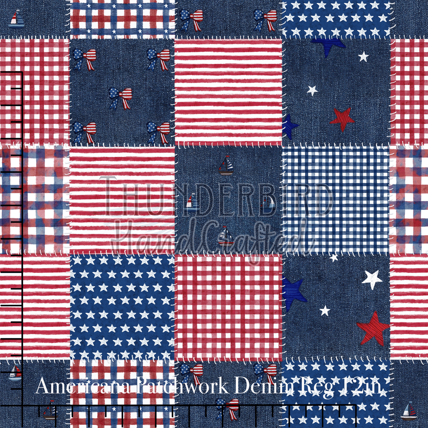 Americana Patchwork Denim Reg 12in - PREORDER