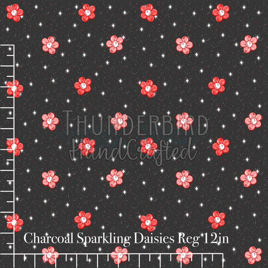 Charcoal Sparkling Daisies Reg 12in - PREORDER
