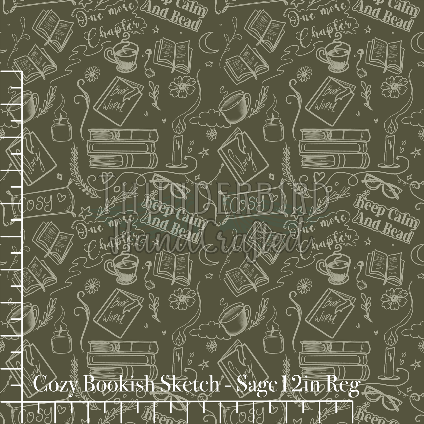 (Apparel Sew March) Cozy Bookish Sketch Sage Reg 12in.- PREORDER