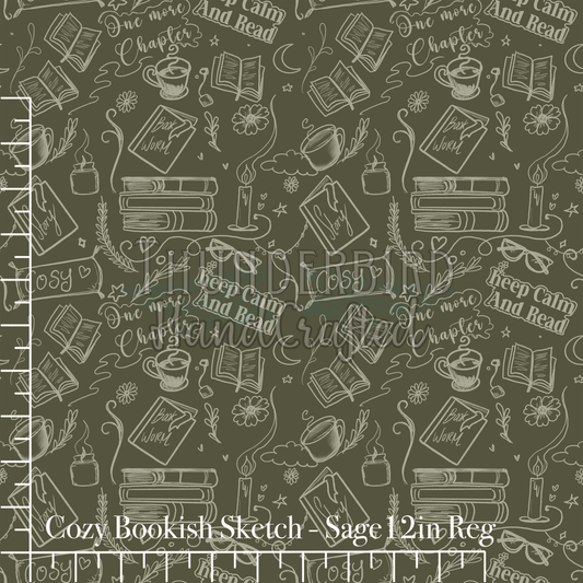 (Apparel Sew March) Cozy Bookish Sketch Sage Reg 12in.- PREORDER