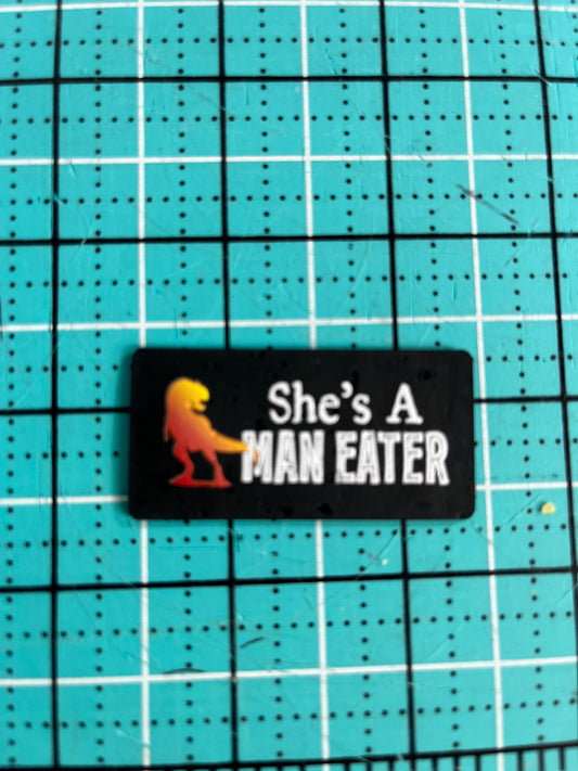 "She's a Man Eater" - Set of 3 Black w/ Orange
