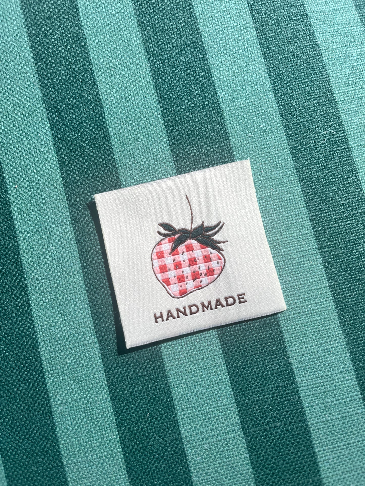 Minki Kim Gingham Strawberry Handmade Woven Label