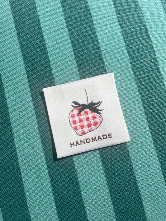Minki Kim Gingham Strawberry Handmade Woven Label