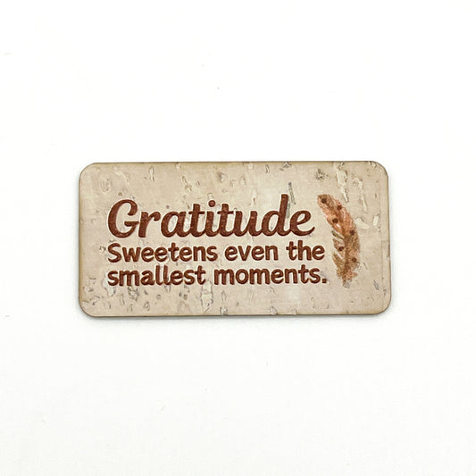 "Gratitude" Feather Cork Tag from The Heartwood & Hide Co