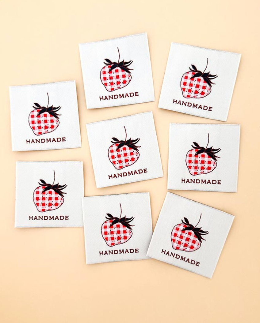 Minki Kim Gingham Strawberry Handmade Woven Label