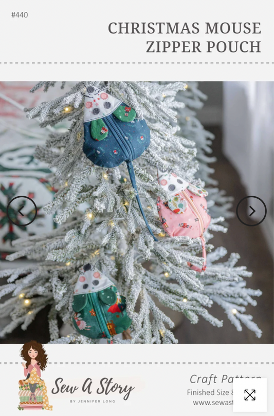 Christmas Mouse Zipper Pouch by Sew A Story - Print Pattern