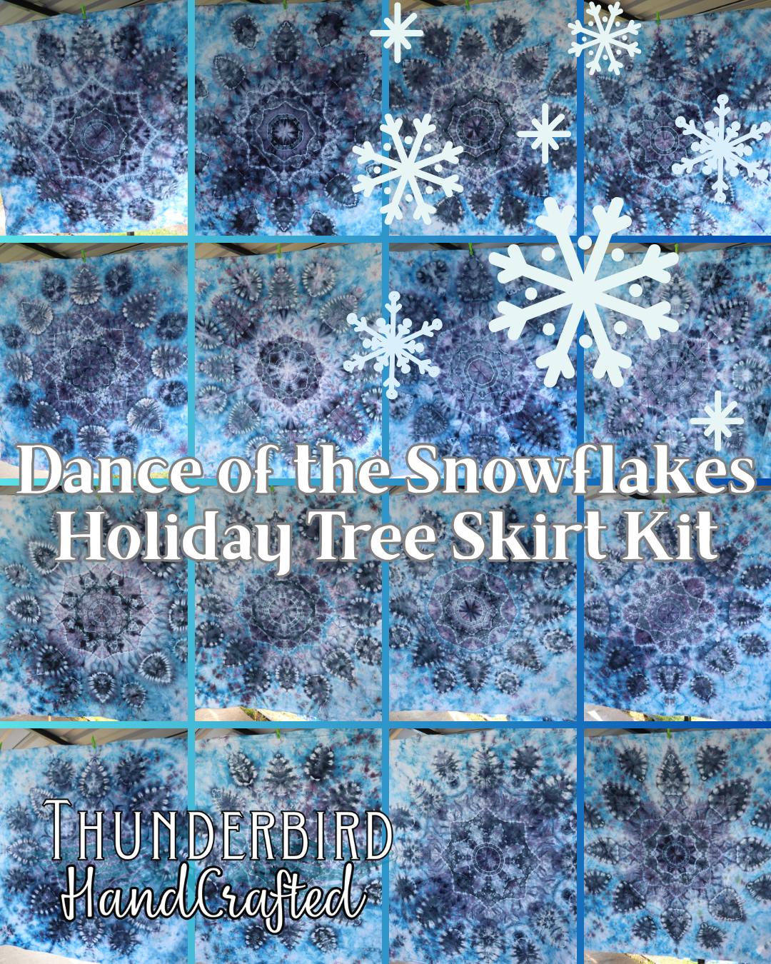 #19 Nutcracker Ice-Dyed Snowflake Tree Skirt Kit (Cotton Lawn)- Pattern Included from Sew a Story