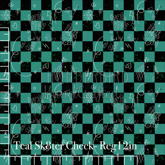 Teal Sk8ter Check Reg 12in