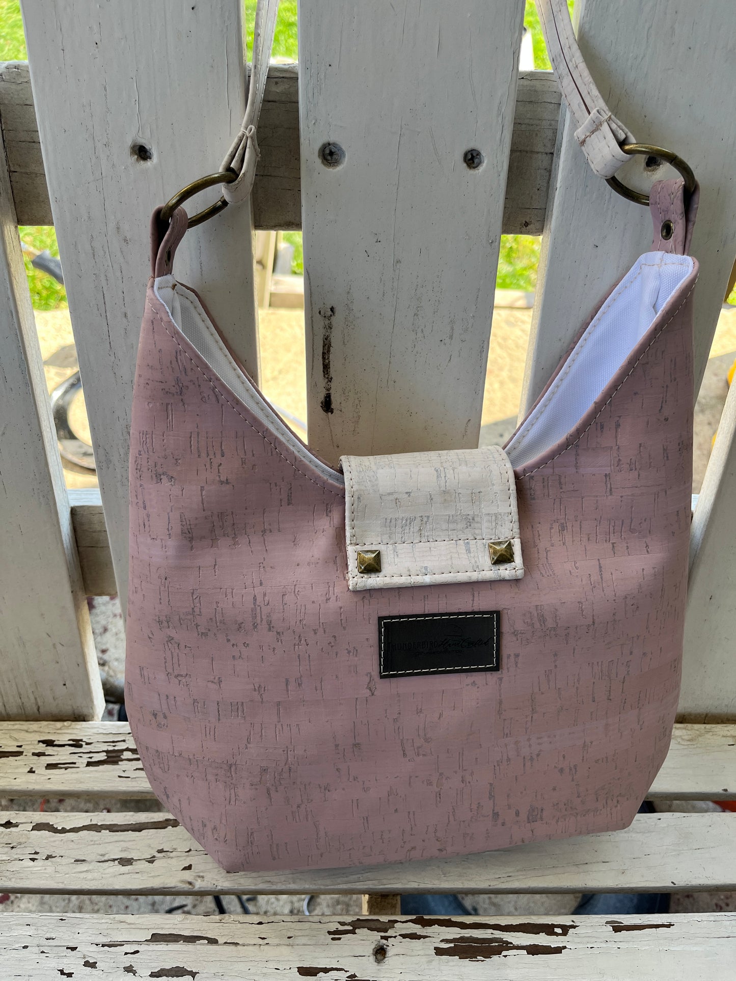 Slouchy Bag - Pink & Pearl Cork w/ Antiqued Hardware